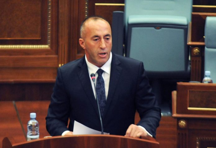 Ramush Haradinaj, Kosovo's new Prime Minister and leader of the Alliance for the Future of Kosovo, speaks during the parliamentary session in Pristina, Kosovo