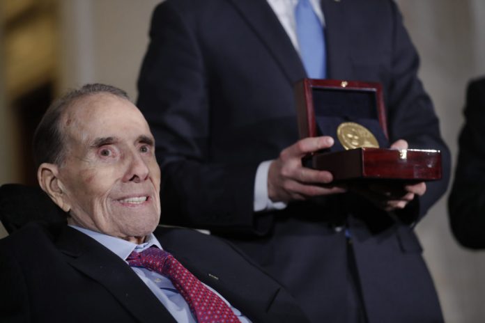 Former Senate majority leader Bob Dole is presented Congressional Gold Medal during ceremony in Washington