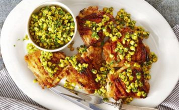 Mish pule i pjekur në skarë me misër aromatik