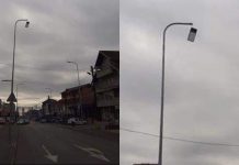 Prishet shtylla e ndriçimit në Podujevë që u vendos rreth një muaj më parë, rrezikohen këmbësorët