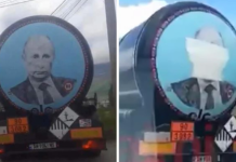 Pejë, arrestohen shoferët e mauneve me fotot e Putinit dhe Karaxhiqit në to