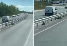 Shoferi vozit veturën në anën e kundërt të rrugës në magjistralen Pejë-Prishtinë