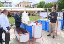 Komuna e Podujevës i rendit bletarët midis sheshit në Podujevë, për t’iu shpërndarë pajisje