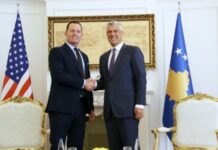 Thaçi do ta dekorojë Grenellin me Medaljen Presidenciale të Meritave
