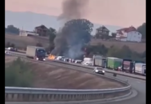 Tym e flakë në autostradën Ibrahim Rugova, aksident në Duhël