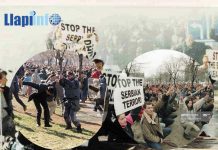 Pamje të rralla: Fatmir Sejdiu në protestat e Marsit 1998 kundër dhunës së Serbisë në Kosovë