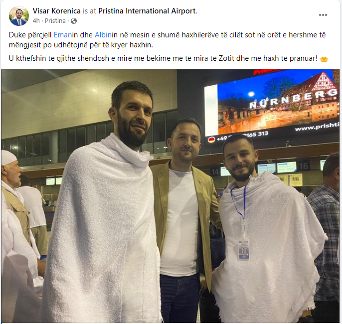 Eman Rrahmani niset për në Haxh