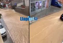 Shi i madh, vërshime në këtë rrugë (VIDEO)