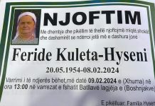Podujevë; Ndërron jetë Feride Kuleta – Hyseni (Foto)