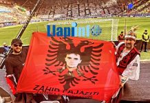 Ky është flamuri gjigant me fotografinë e Zahir Pajazitit që u fut në stadiumin e Dortmundit (Pamje)