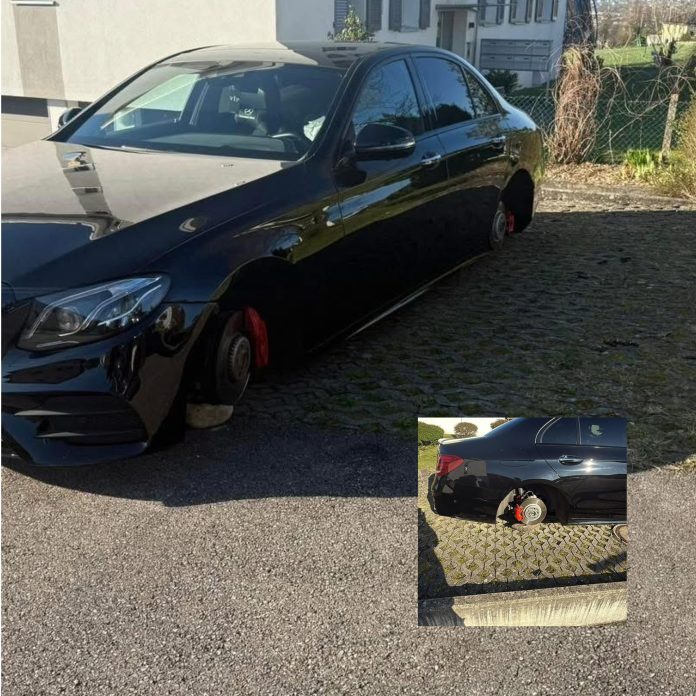 E çuditshme: Në mes të Zvicrës mërgimtarit ia lënë mercedesin në gurë, ia vodhën gomat