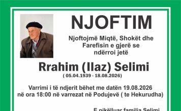 Podujevë: Ndërron jetë Rrahim Selimi